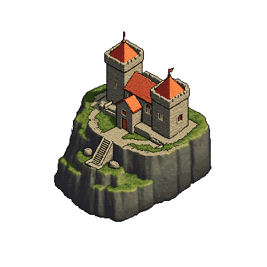 Retro Diffusion result for a fortified monastery built into a mountain cliff