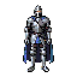 The knight pixelated onto a 32-color palette