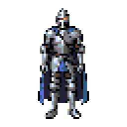 The final 64 by 64 transparent knight sprite after refinement