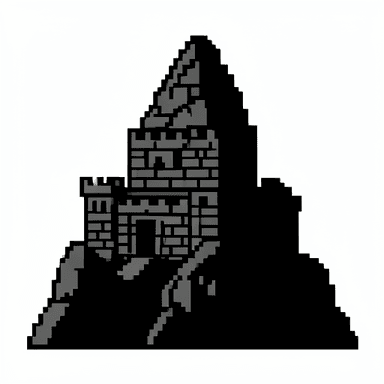 A pixel-art stone keep on a mountain from FLUX.2 Klein 9b