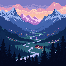 PixelLab alpine valley attempt B
