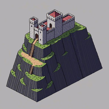 PixelLab cliffside fortress attempt A