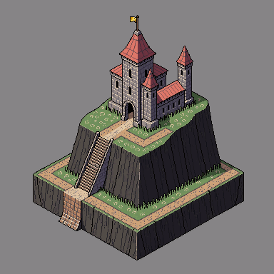 PixelLab cliffside fortress attempt B
