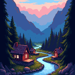 Retro Diffusion alpine valley attempt A