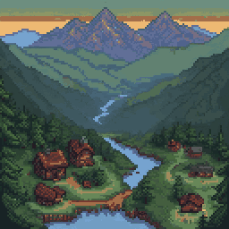 64-color ComfyUI alpine valley