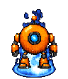 A crackling blue aura rising around the robot